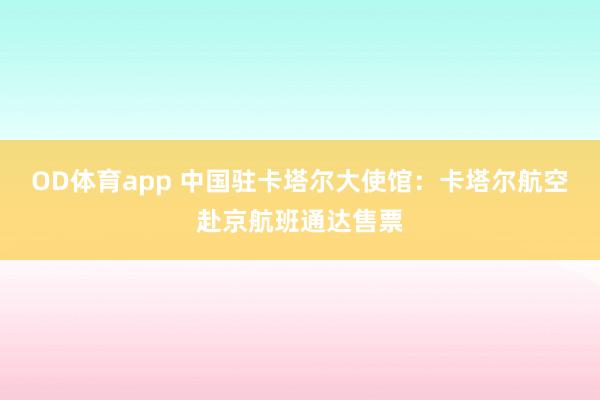 OD体育app 中国驻卡塔尔大使馆：卡塔尔航空赴京航班通达售票