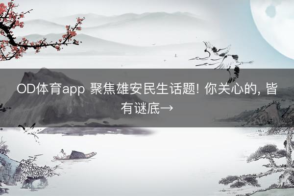 OD体育app 聚焦雄安民生话题! 你关心的， 皆有谜底→