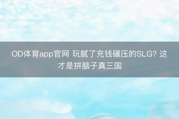 OD体育app官网 玩腻了充钱碾压的SLG? 这才是拼脑子真三国