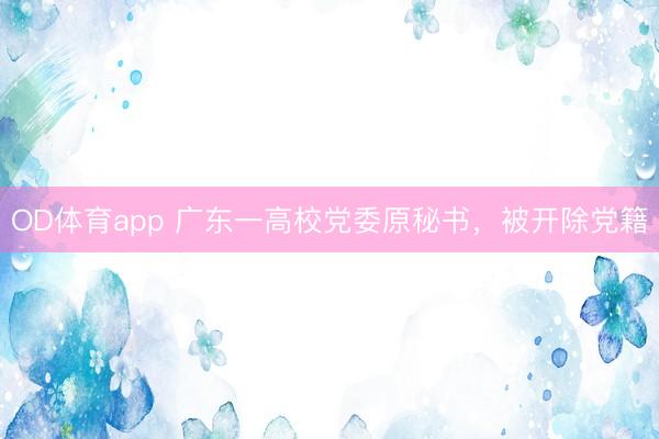 OD体育app 广东一高校党委原秘书，被开除党籍