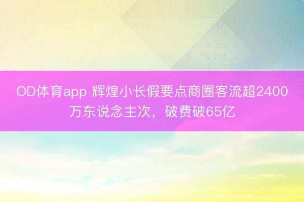 OD体育app 辉煌小长假要点商圈客流超2400万东说念主次，破费破65亿