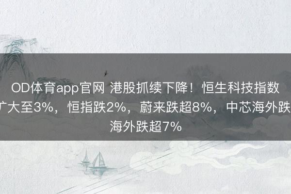 OD体育app官网 港股抓续下降！恒生科技指数跌幅扩大至3%，恒指跌2%，蔚来跌超8%，中芯海外跌超7%