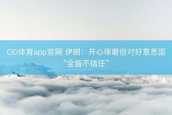 OD体育app官网 伊朗：开心琢磨但对好意思国“全皆不信任”