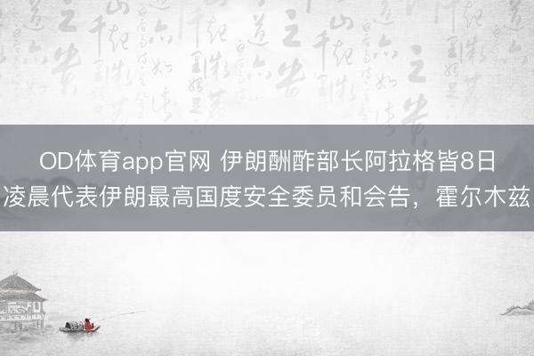 OD体育app官网 伊朗酬酢部长阿拉格皆8日凌晨代表伊朗最高国度安全委员和会告，霍尔木兹