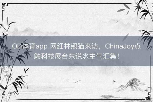 OD体育app 网红林熊猫来访，ChinaJoy点触科技展台东说念主气汇集！