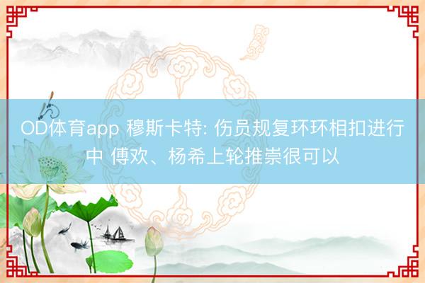 OD体育app 穆斯卡特: 伤员规复环环相扣进行中 傅欢、杨希上轮推崇很可以