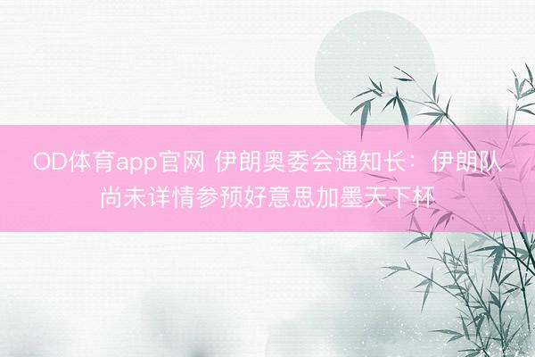 OD体育app官网 伊朗奥委会通知长：伊朗队尚未详情参预好意思加墨天下杯