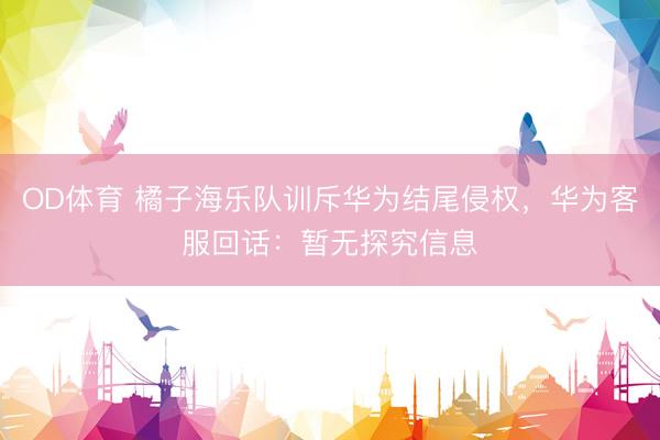 OD体育 橘子海乐队训斥华为结尾侵权，华为客服回话：暂无探究信息