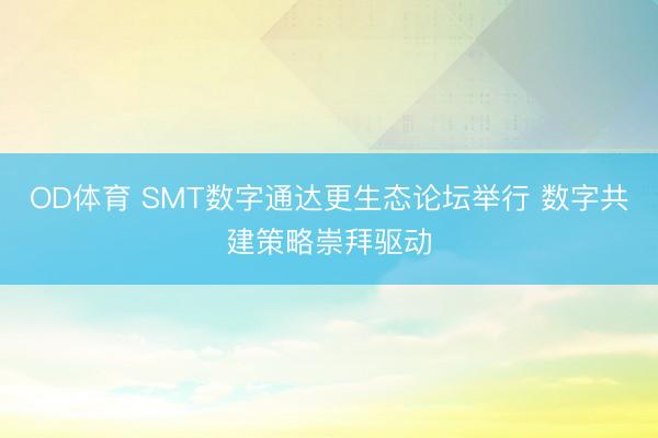 OD体育 SMT数字通达更生态论坛举行 数字共建策略崇拜驱动