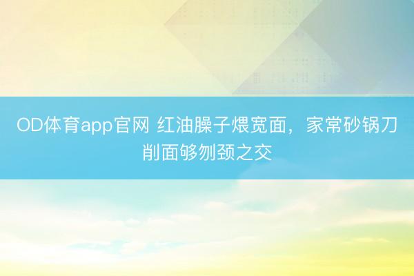 OD体育app官网 红油臊子煨宽面，家常砂锅刀削面够刎颈之交