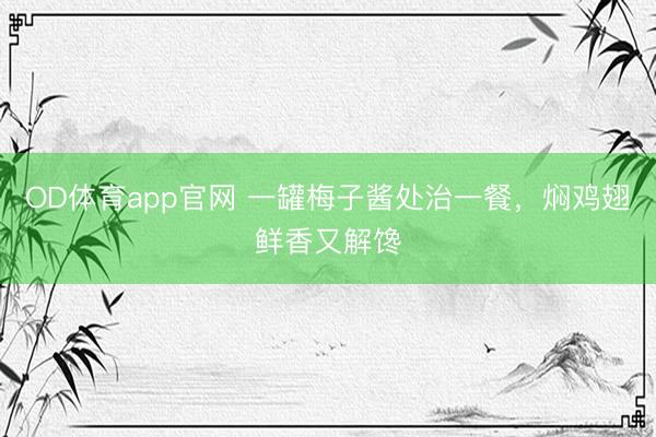 OD体育app官网 一罐梅子酱处治一餐，焖鸡翅鲜香又解馋