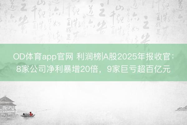 OD体育app官网 利润榜|A股2025年报收官：8家公司净利暴增20倍，9家巨亏超百亿元