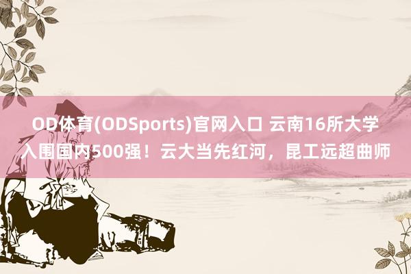 OD体育(ODSports)官网入口 云南16所大学入围国内500强！云大当先红河，昆工远超曲师