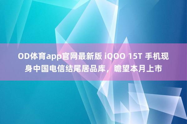 OD体育app官网最新版 iQOO 15T 手机现身中国电信结尾居品库，瞻望本月上市