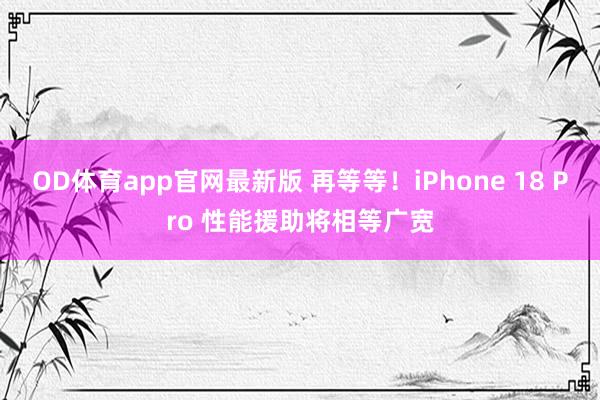 OD体育app官网最新版 再等等!iPhone 18 Pro 性能援助将相等广宽