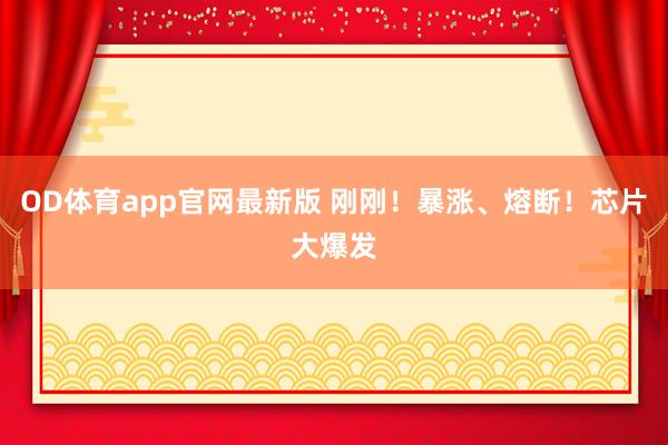 OD体育app官网最新版 刚刚！暴涨、熔断！芯片大爆发