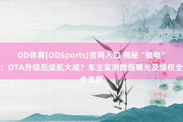 OD体育(ODSports)官网入口 揭秘“锁电”黑幕：OTA升级后续航大减？车主实测数据曝光及维权全攻略