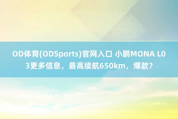 OD体育(ODSports)官网入口 小鹏MONA L03更多信息,最高续航650km,爆款?