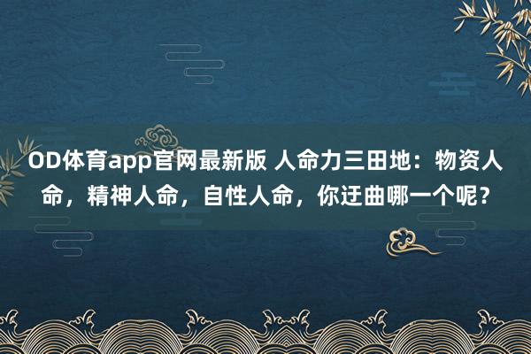 OD体育app官网最新版 人命力三田地:物资人命,精神人命,自性人命,你迂曲哪一个呢?