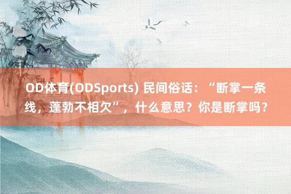 OD体育(ODSports) 民间俗话：“断掌一条线，蓬勃不相欠”，什么意思？你是断掌吗？