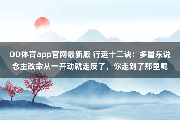 OD体育app官网最新版 行运十二诀：多量东说念主改命从一开动就走反了，你走到了那里呢