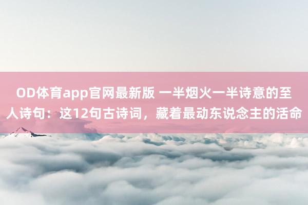 OD体育app官网最新版 一半烟火一半诗意的至人诗句：这12句古诗词，藏着最动东说念主的活命