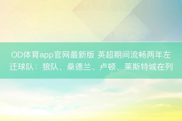 OD体育app官网最新版 英超期间流畅两年左迁球队：狼队、桑德兰、卢顿、莱斯特城在列