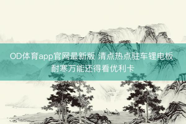 OD体育app官网最新版 清点热点驻车锂电板 耐寒万能还得看优利卡