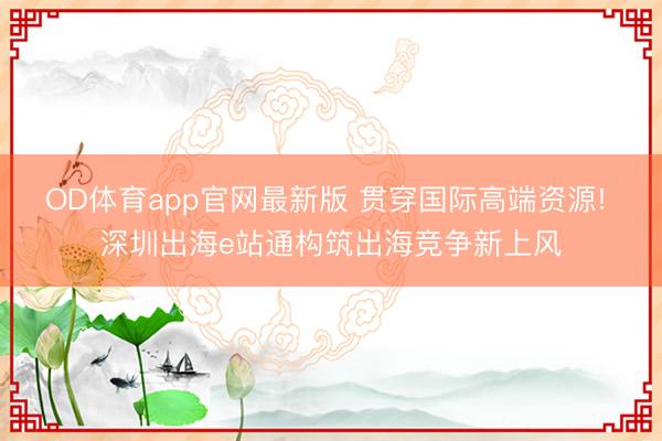 OD体育app官网最新版 贯穿国际高端资源! 深圳出海e站通构筑出海竞争新上风