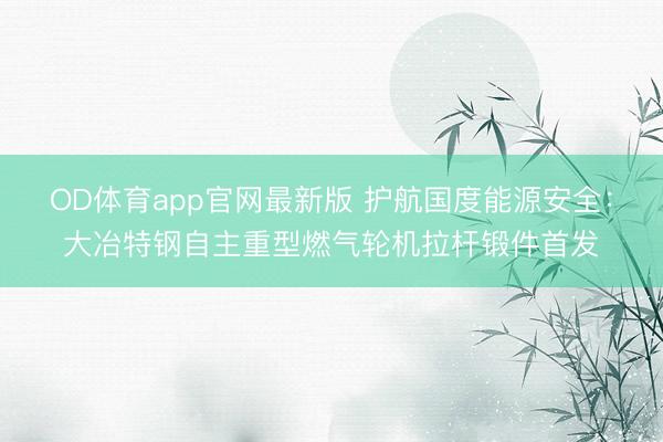 OD体育app官网最新版 护航国度能源安全:大冶特钢自主重型燃气轮机拉杆锻件首发
