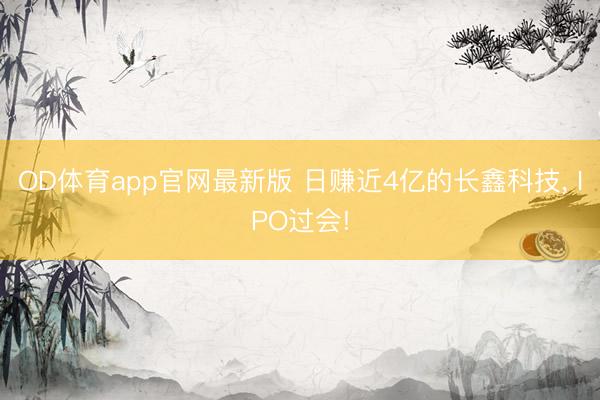 OD体育app官网最新版 日赚近4亿的长鑫科技, IPO过会!