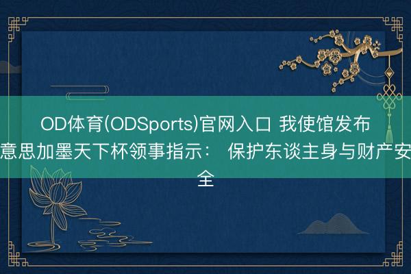 OD体育(ODSports)官网入口 我使馆发布好意思加墨天下杯领事指示： 保护东谈主身与财产安全