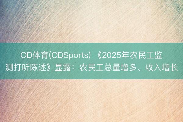 OD体育(ODSports) 《2025年农民工监测打听陈述》显露：农民工总量增多、收入增长